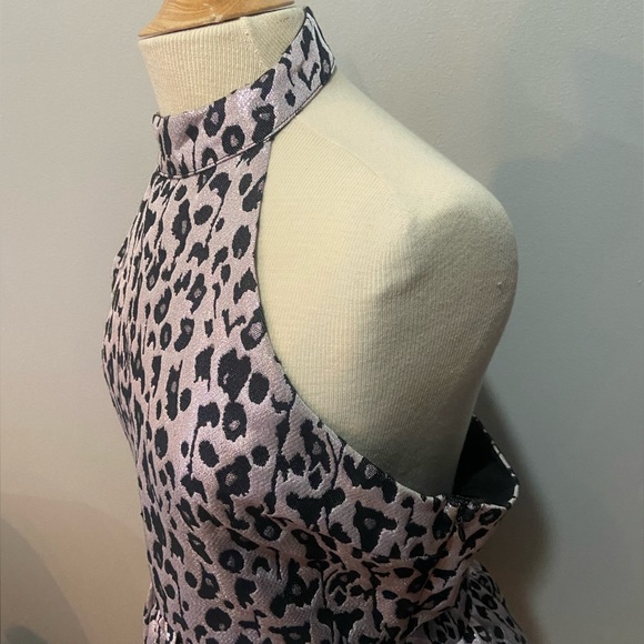 Leopard Print Metallic Pink Peplum Halter M - Picture 5 of 5